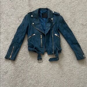 All Saints Women's Blue Suede Jacket